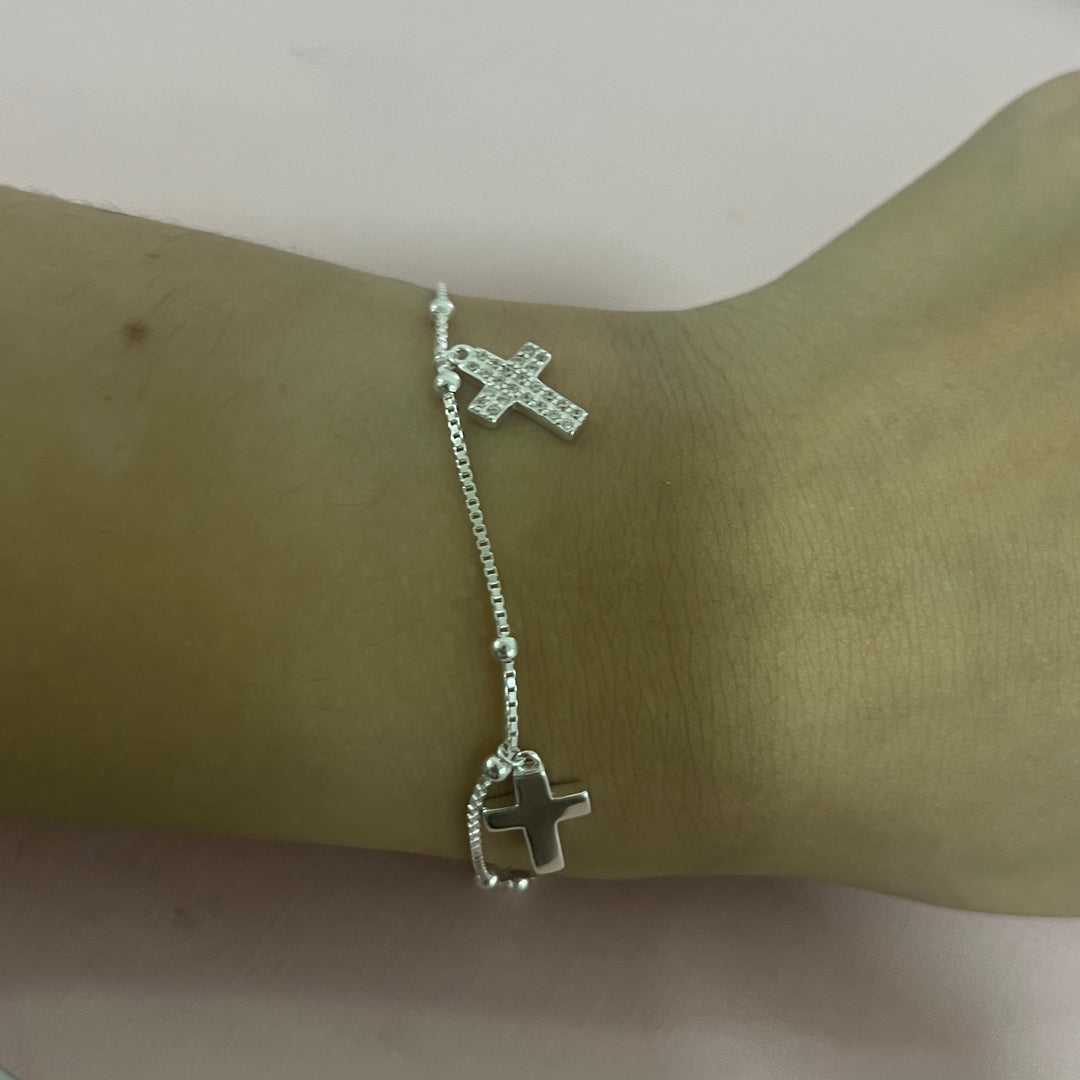 Pulsera Plata Cruz