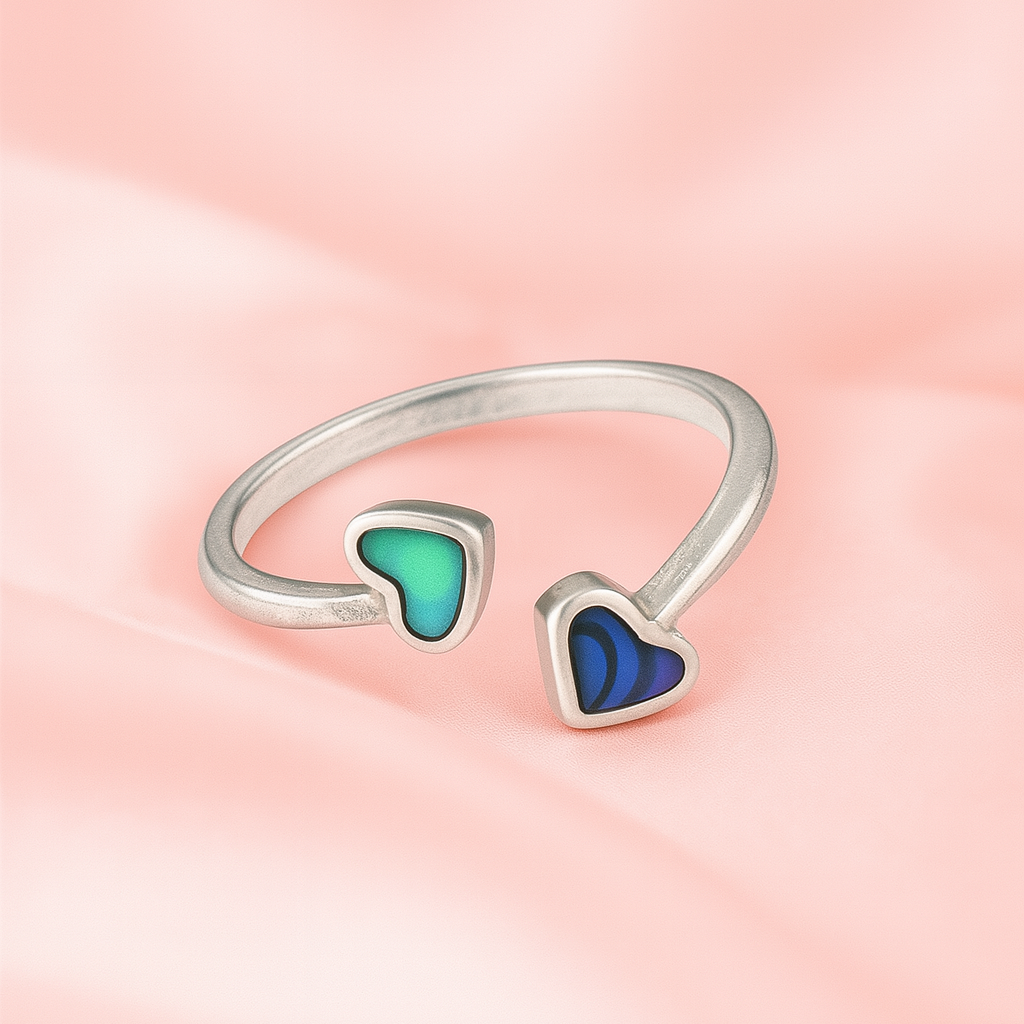 Anillo de Plata Doble Corazón Abulón