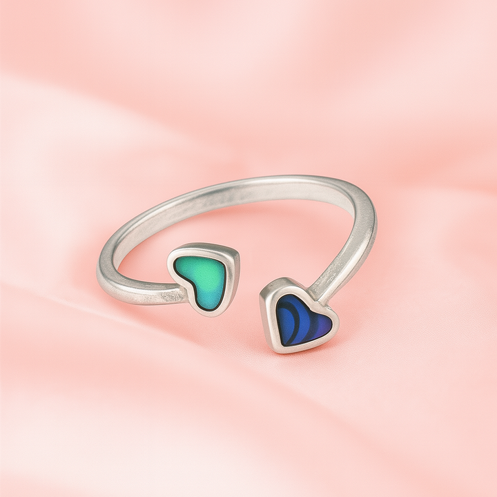 Anillo de Plata Doble Corazón Abulón