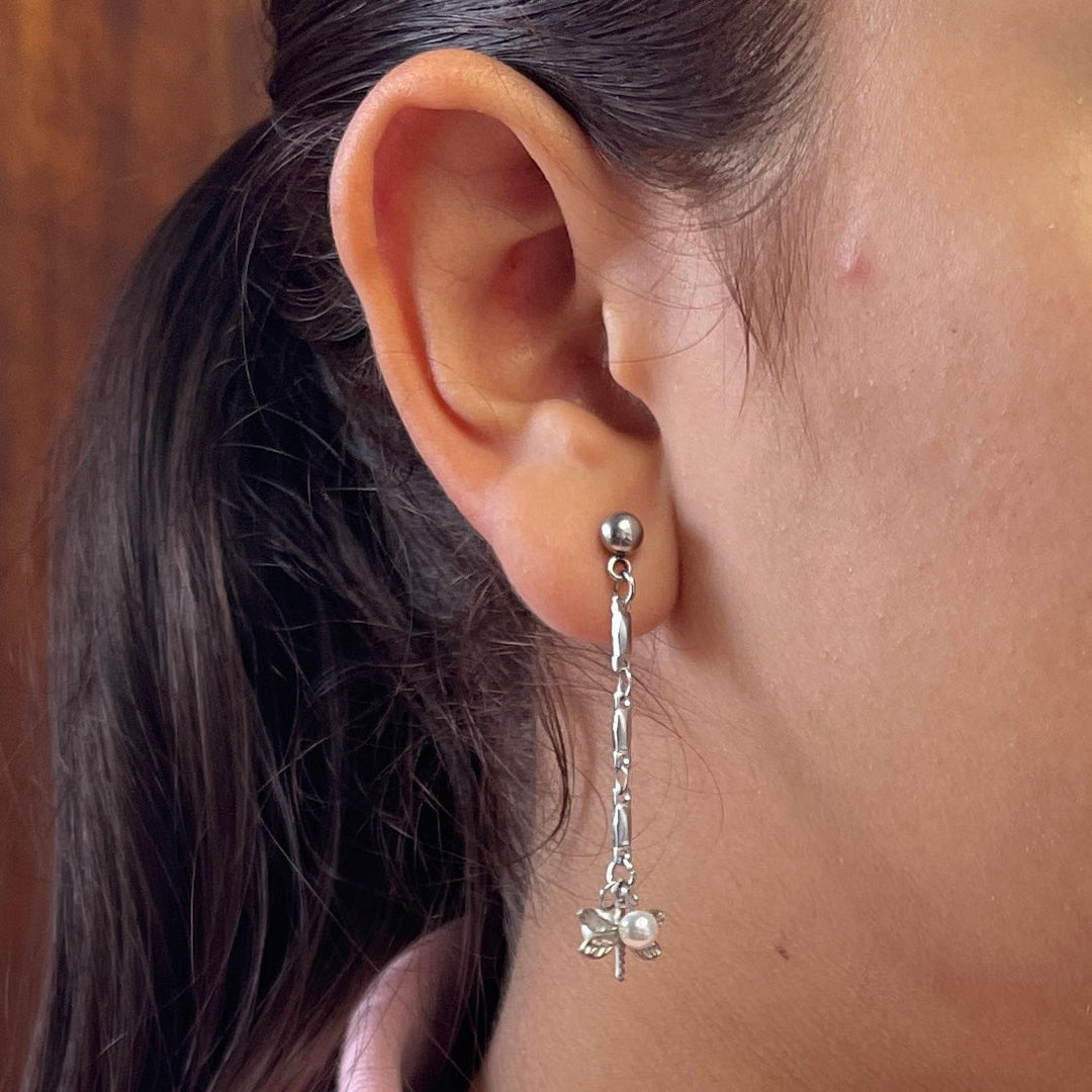 Aretes de Acero Largo Libélula 💐