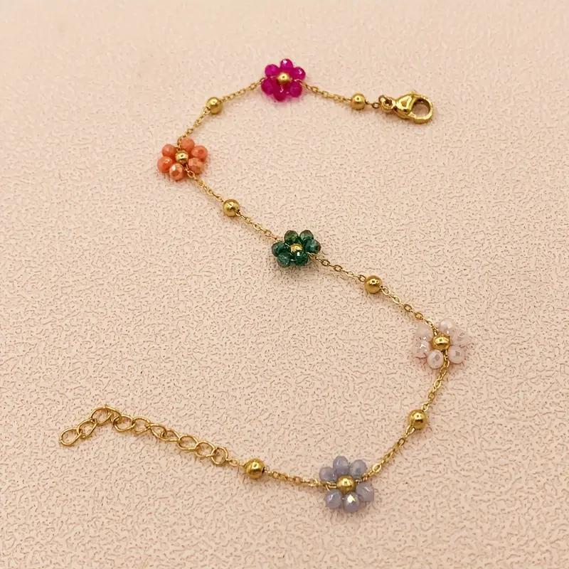 Pulsera Acero Flores Colores