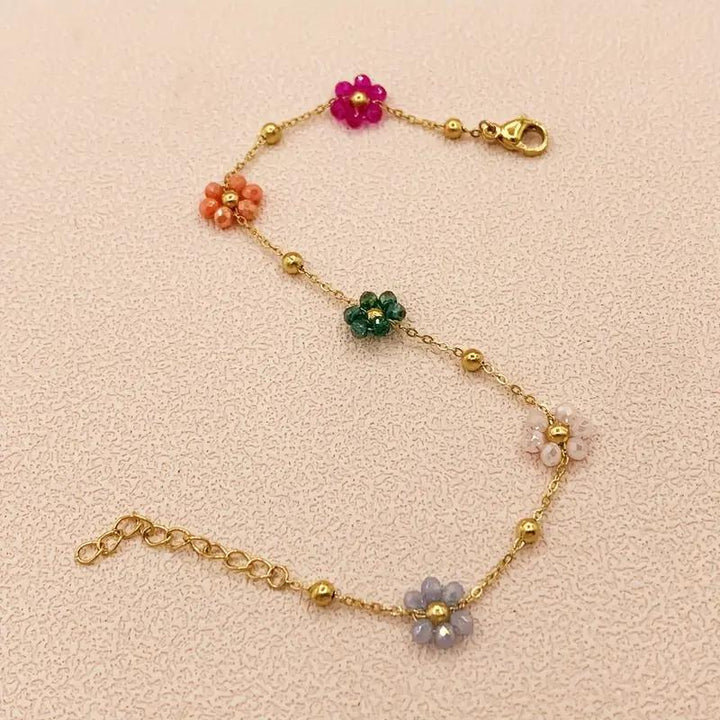 Pulsera Acero Flores Colores