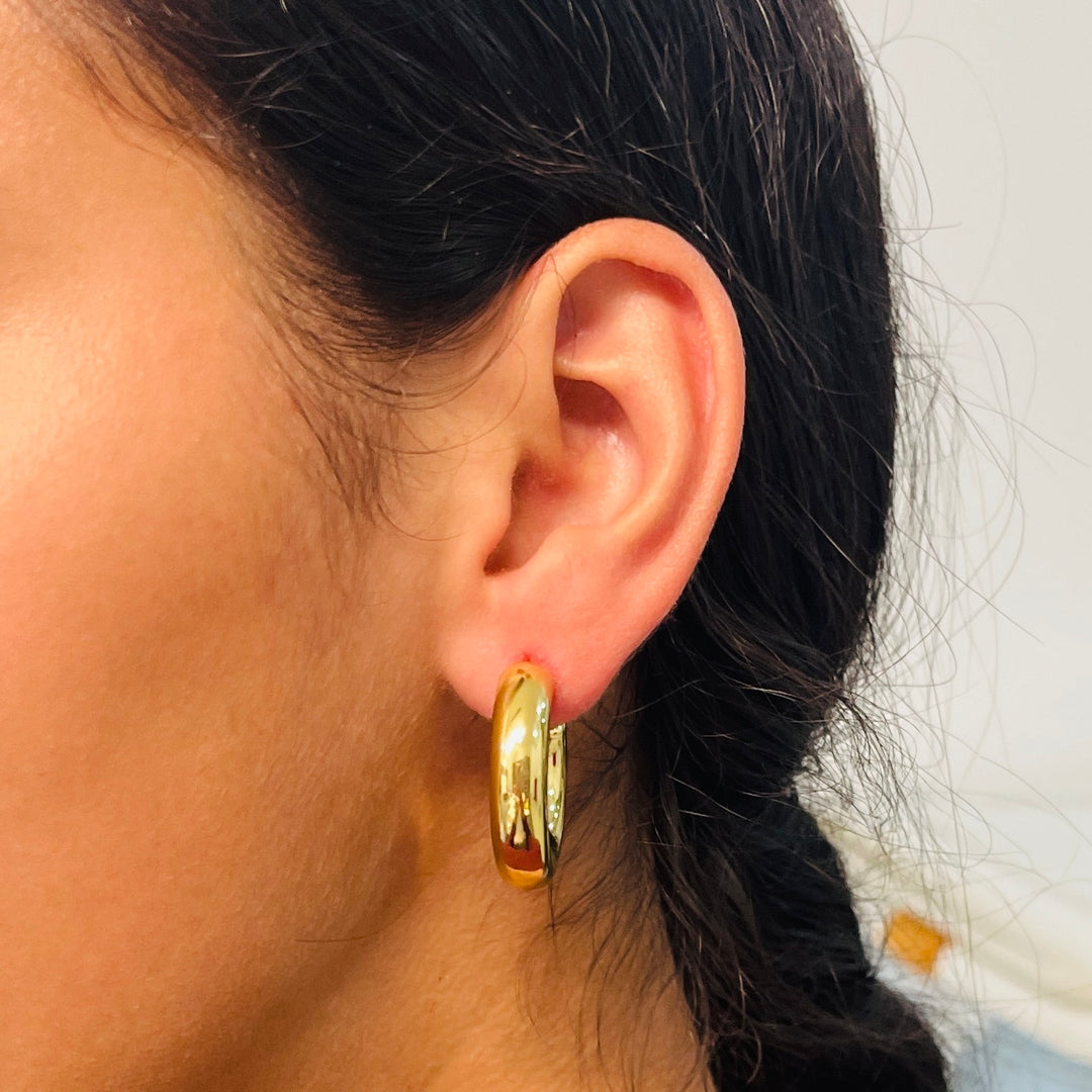 Aretes Acero Media Luna Dorada🌜30MM