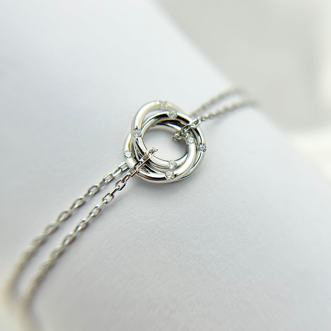 Pulsera Plata Círculo Enlazados