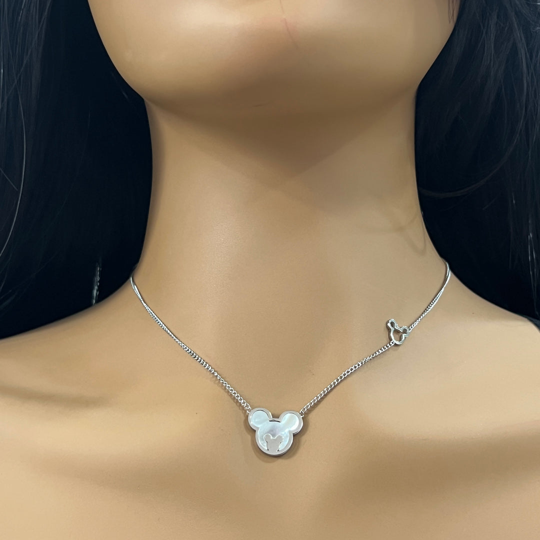 Gargantilla de Acero Mickey Plateado
