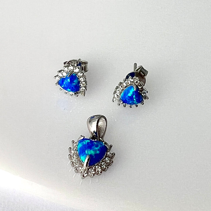 Juego Plata Corazón Ópalo