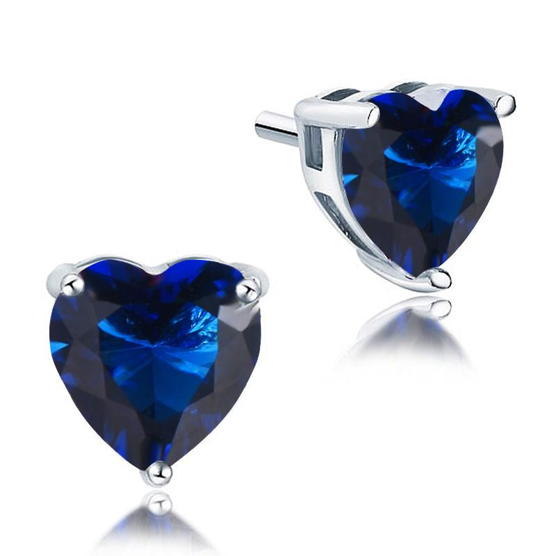 Aretes Plata Corazón Azul