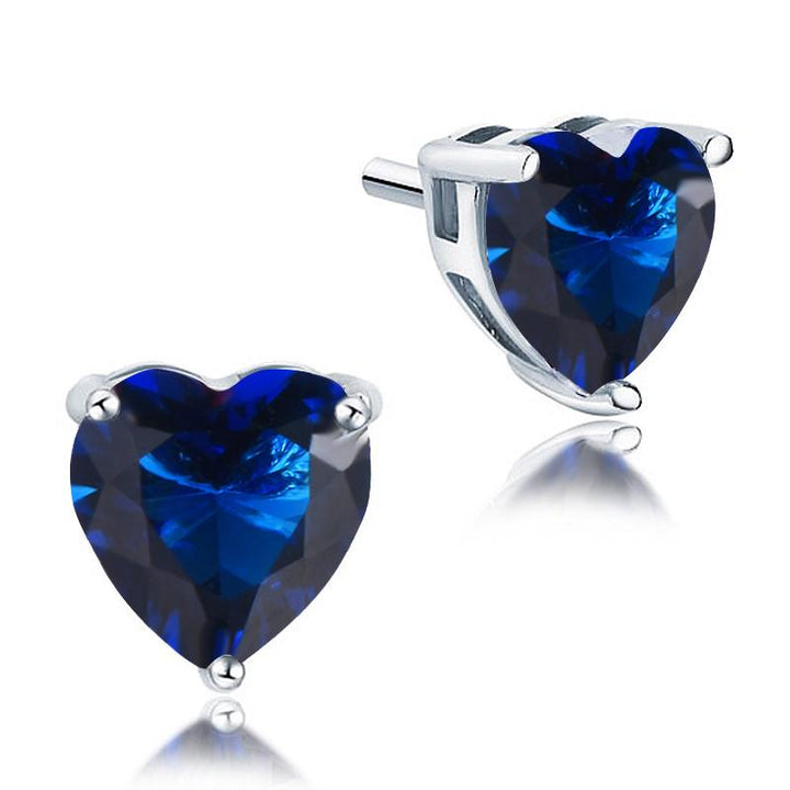 Aretes Plata Corazón Azul