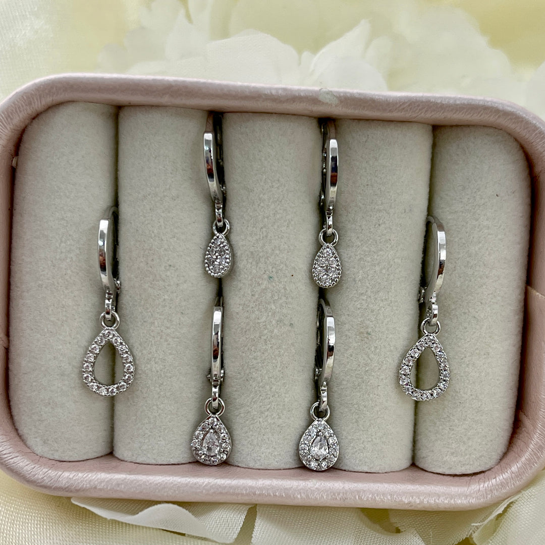 Trío de Aretes Gota 💧Plateadas