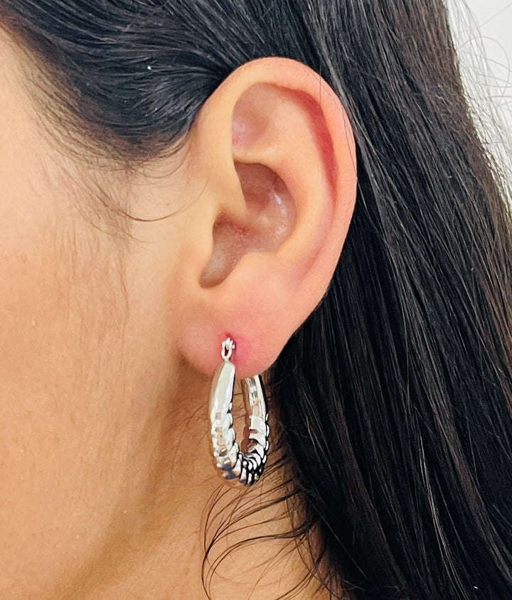 Argollas Acero Spiga Plateadas 🌿