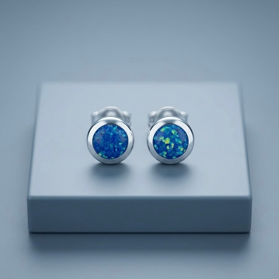 Aretes Ópalo Plata 8MM