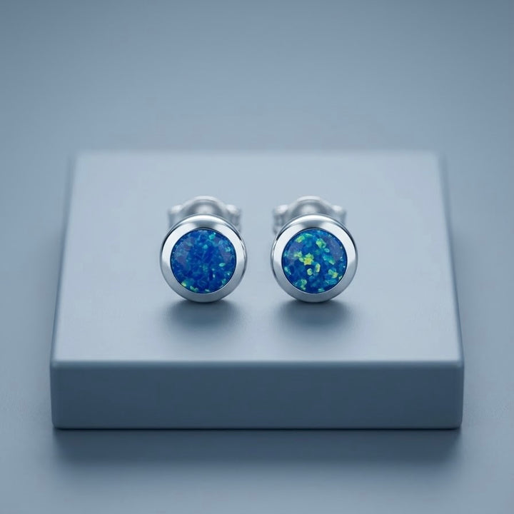 Aretes Ópalo Plata 8MM