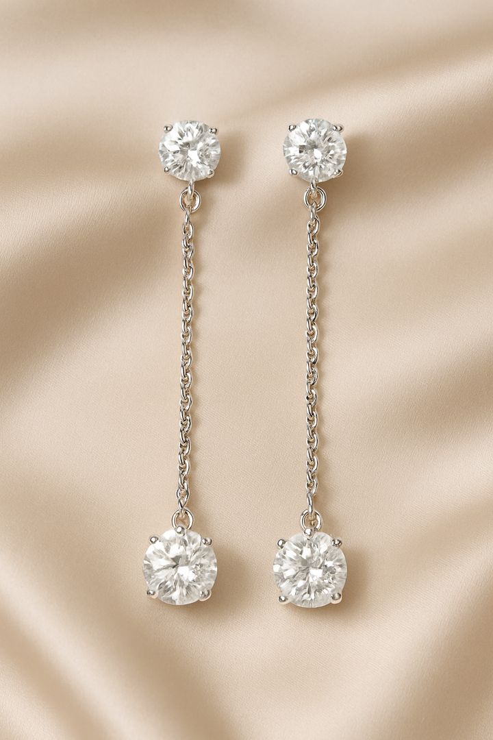 Aretes Largos de Acero Estella Plateado