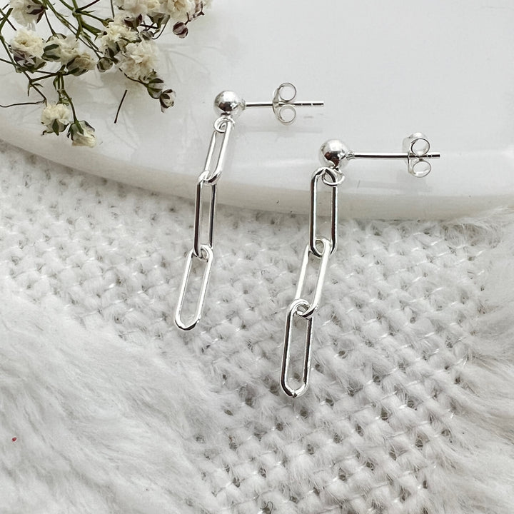 ▷ Aretes Eslabones Largos 🔗 Plata 925 | Nicola Joyería 🇨🇷
