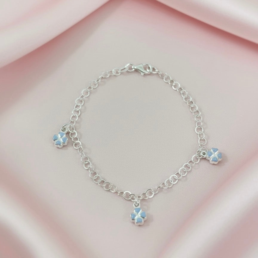 Pulsera Plata Trébol Niña y Niño