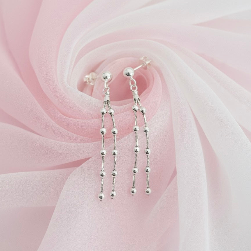 Aretes Plata Lluvia de Esferas