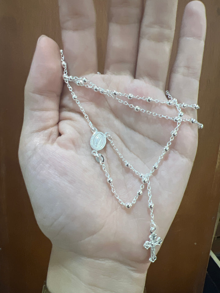 Rosario de Plata Virgen Guadalupe 3mm