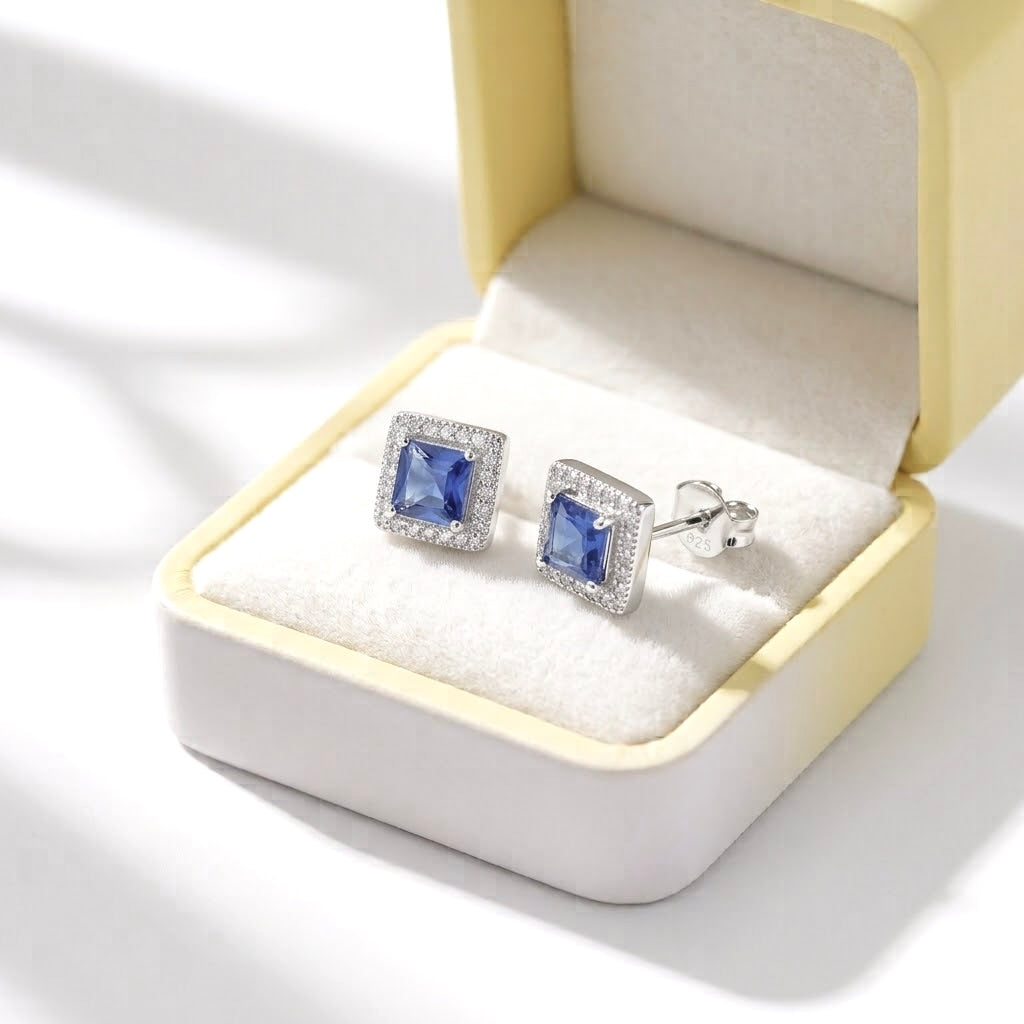 Aretes Plata Cuadro