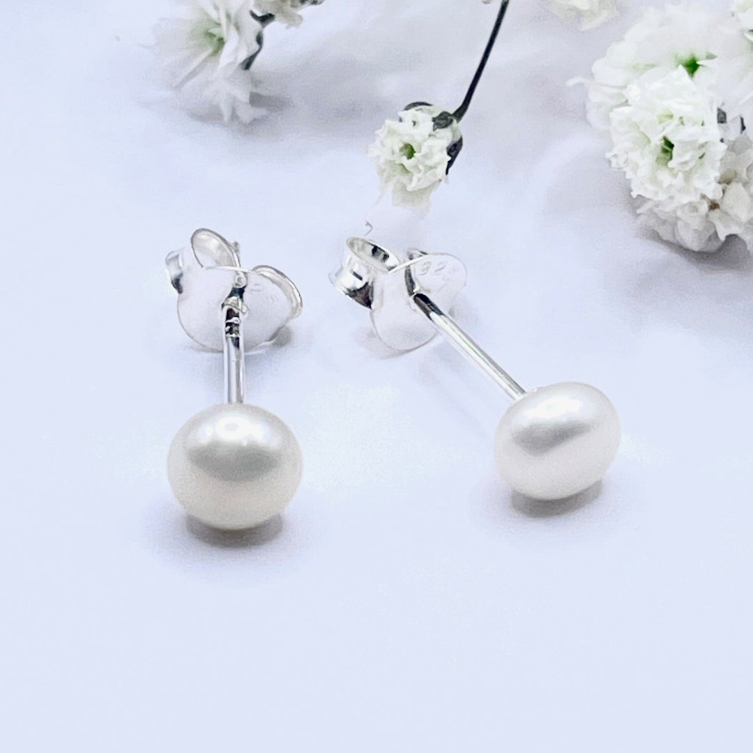 Aretes de Plata Perlas 7MM