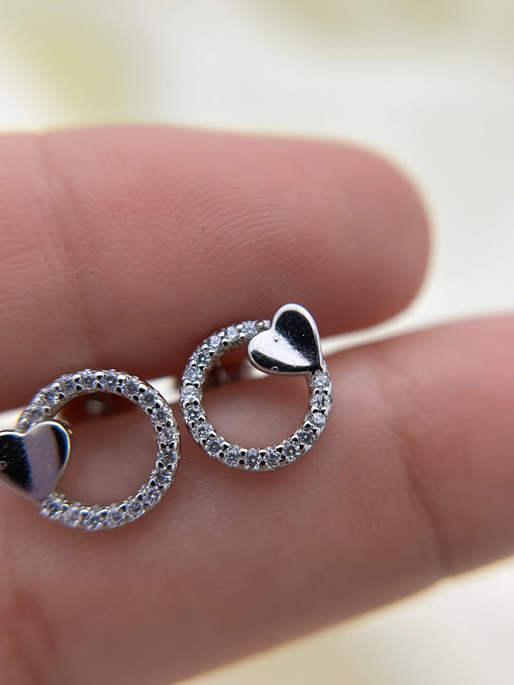 Aretes Plata Circulo Amor
