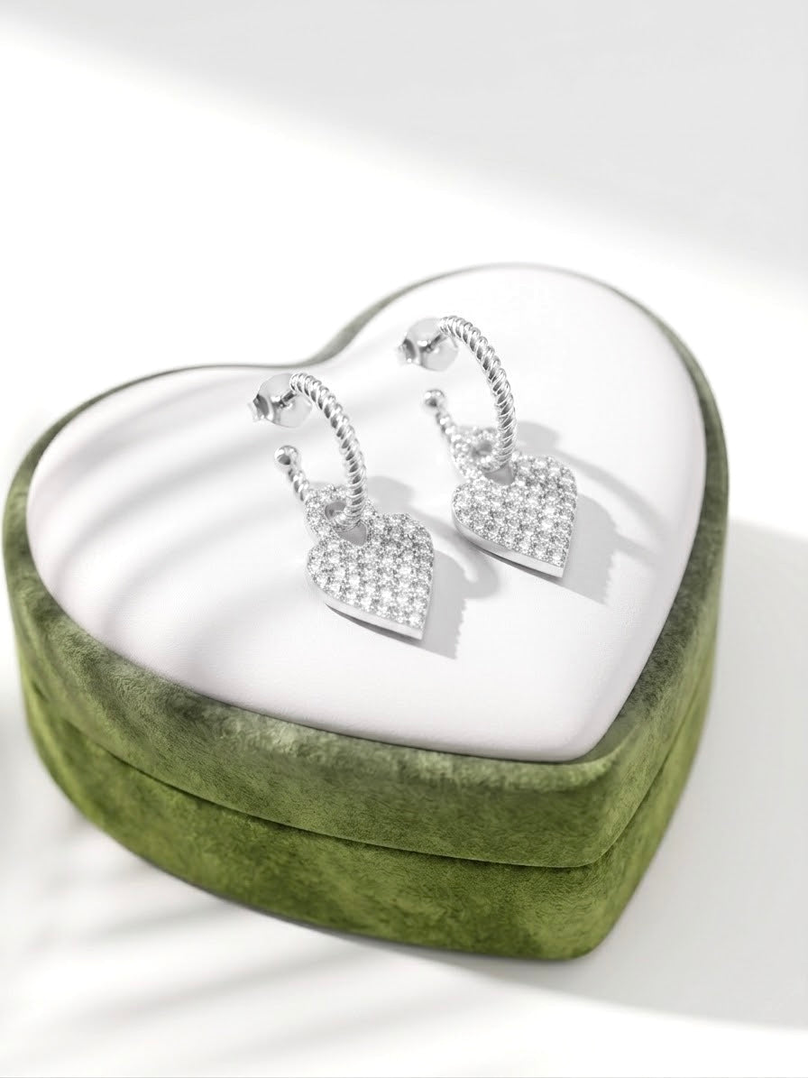 Aretes Plata Corazones