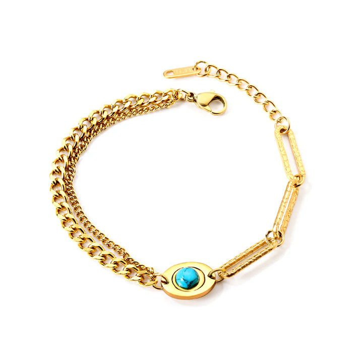 Pulsera Acero Trenza Turquesa