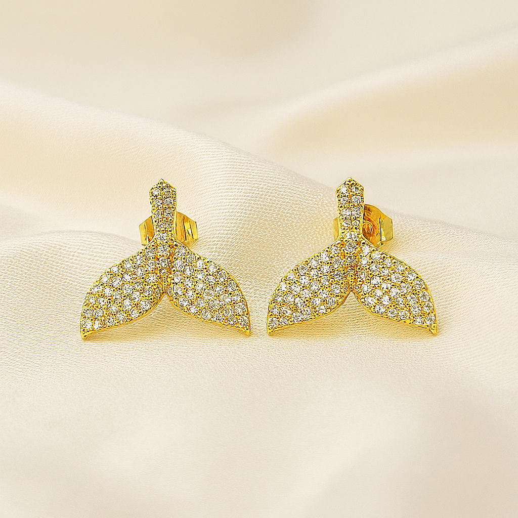 Aretes de Acero Dorado Cola Sirena 🧜‍♀️