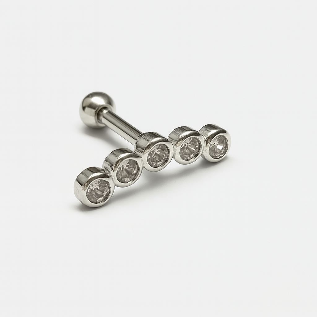 Arete Quirúrgico 💙 Curvo Plateado