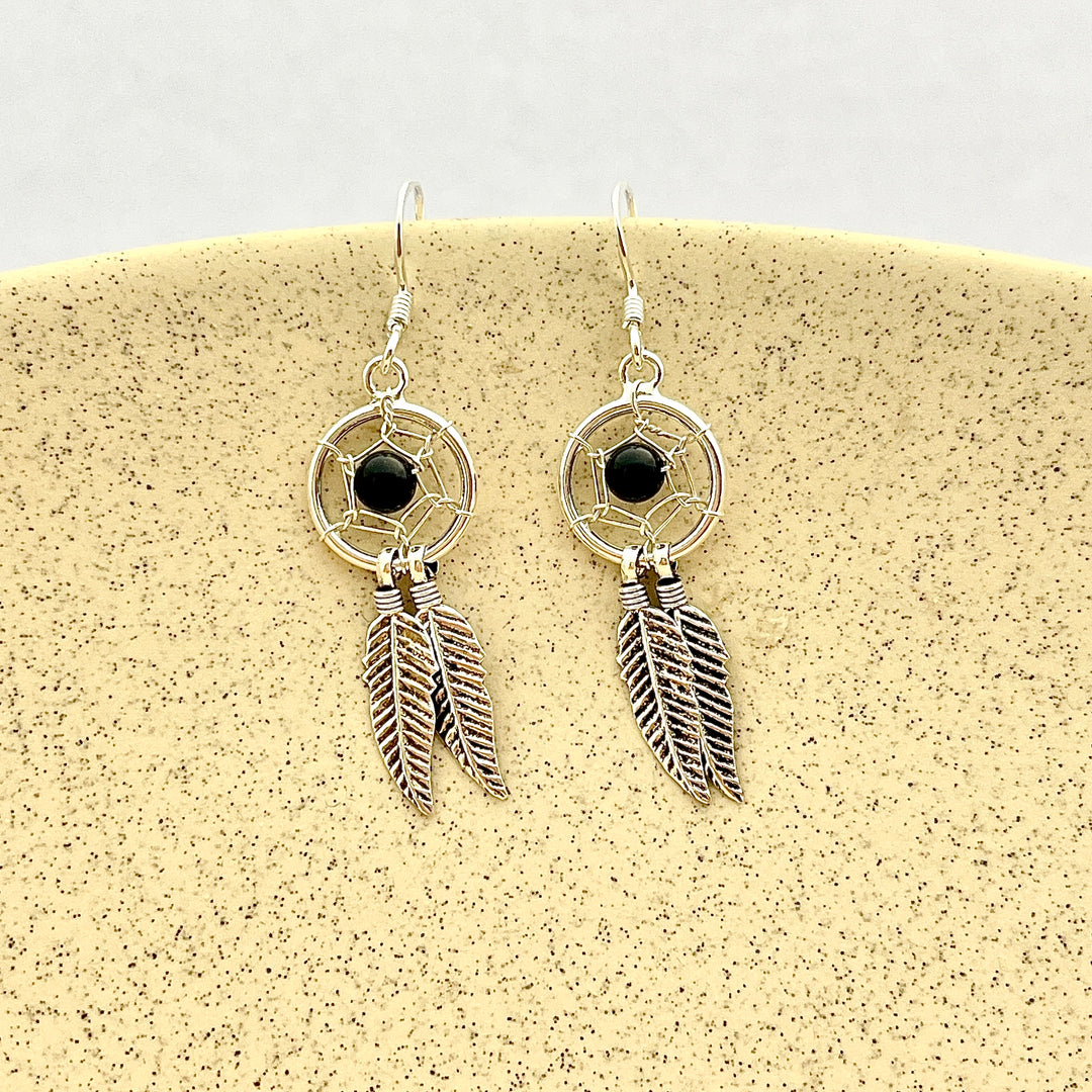 Aretes Atrapasueños pequeño Negro