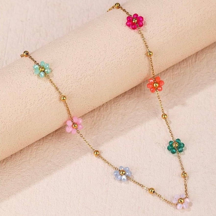 Gargantilla de Acero Flores 🌸🌼🌺