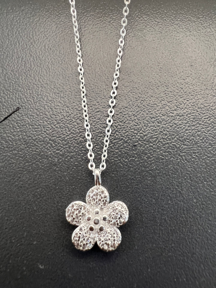 Collar Plata Flor Grande