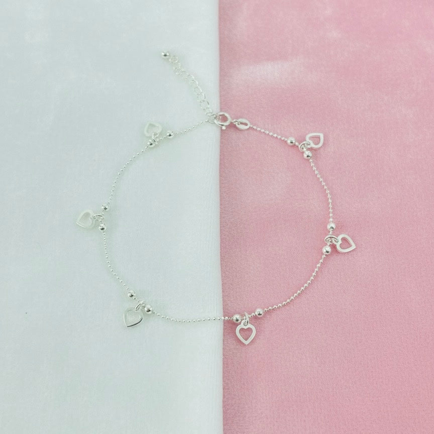 Pulsera Plata Corazones