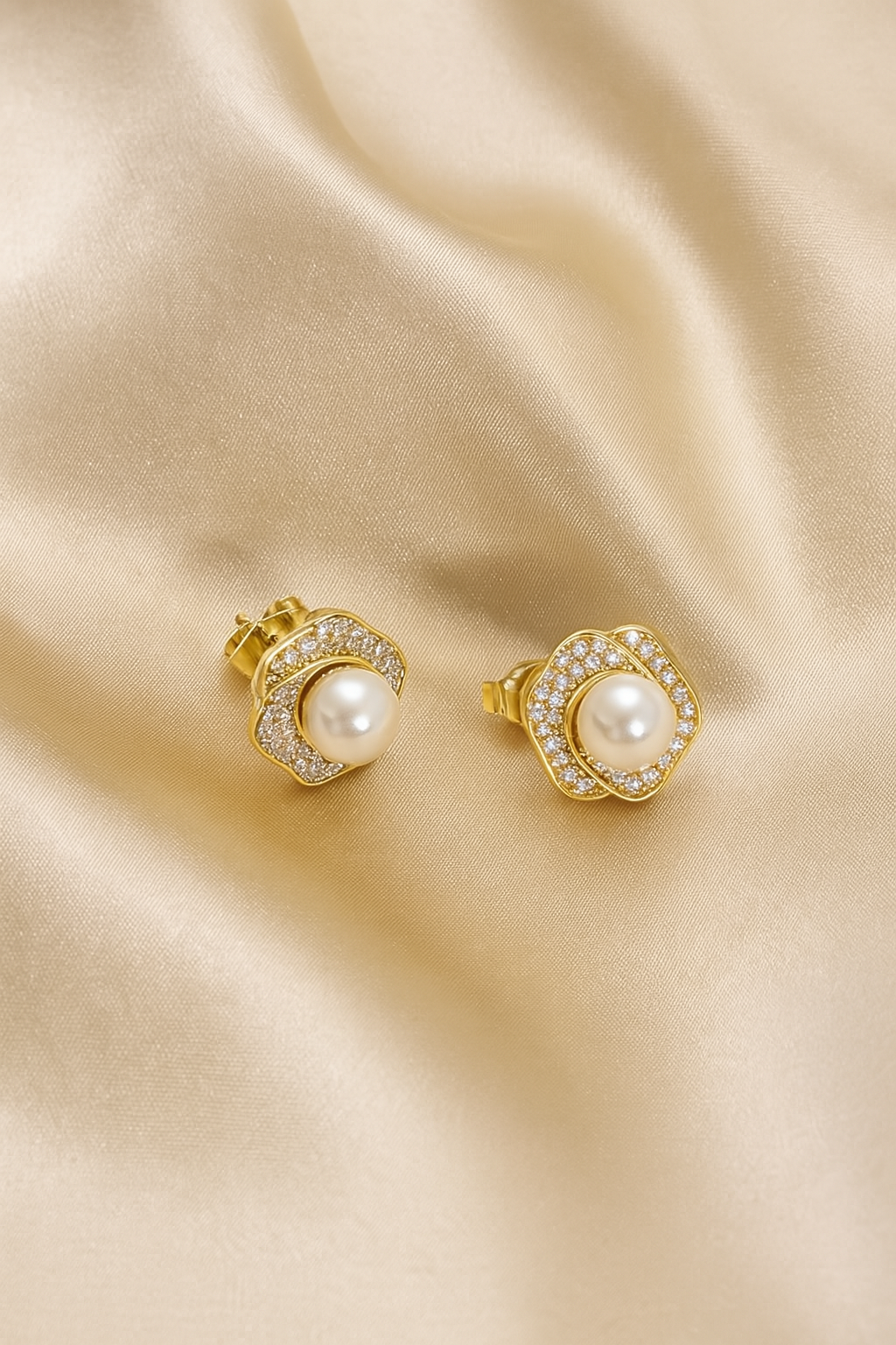 Aretes Acero Perla Floral