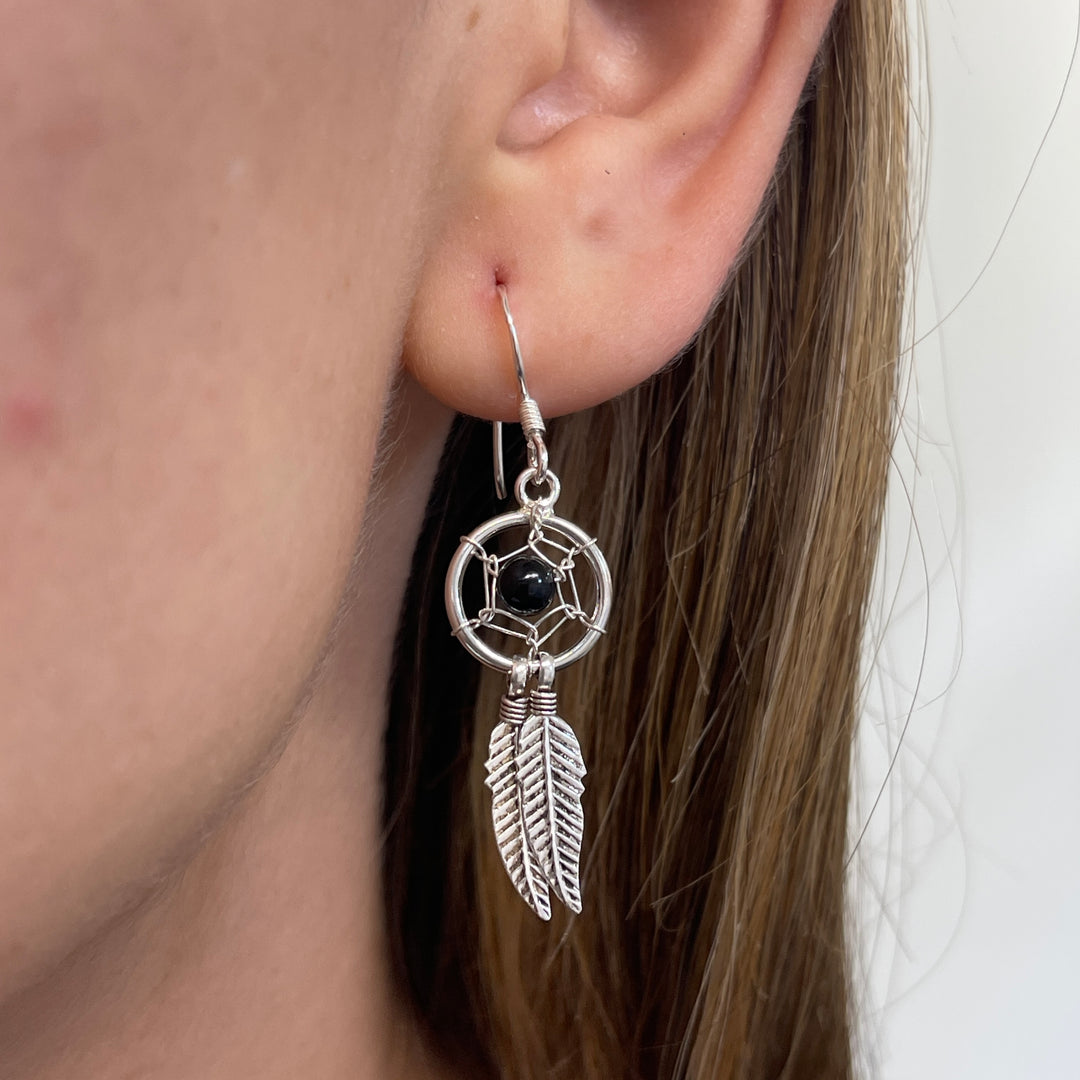 Aretes Atrapasueños pequeño Negro