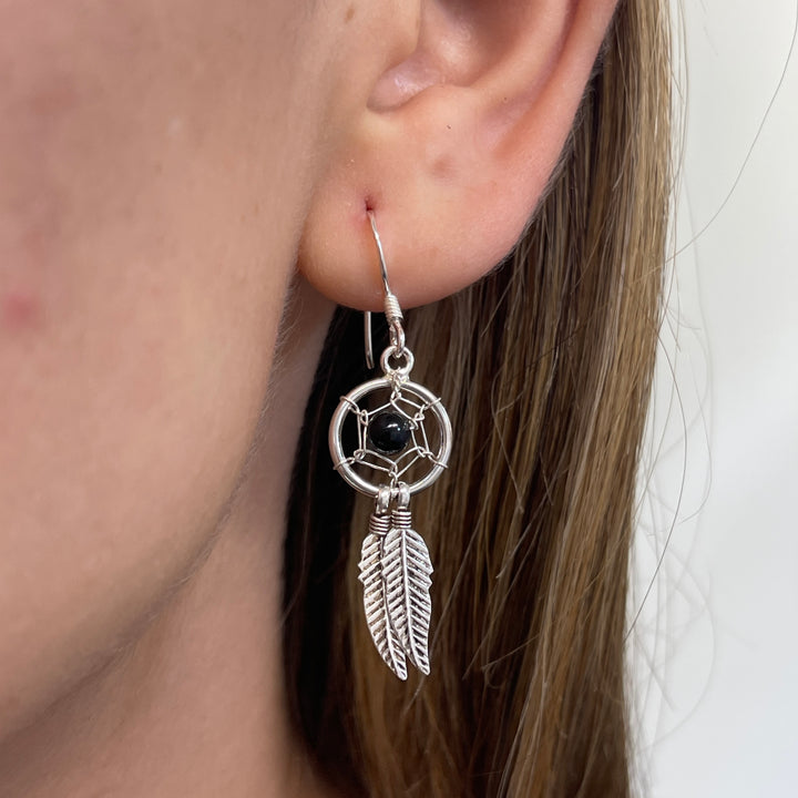Aretes Atrapasueños pequeño Negro