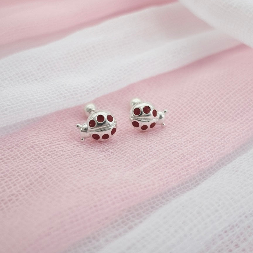 Aretes Plata Bebé Mariquita