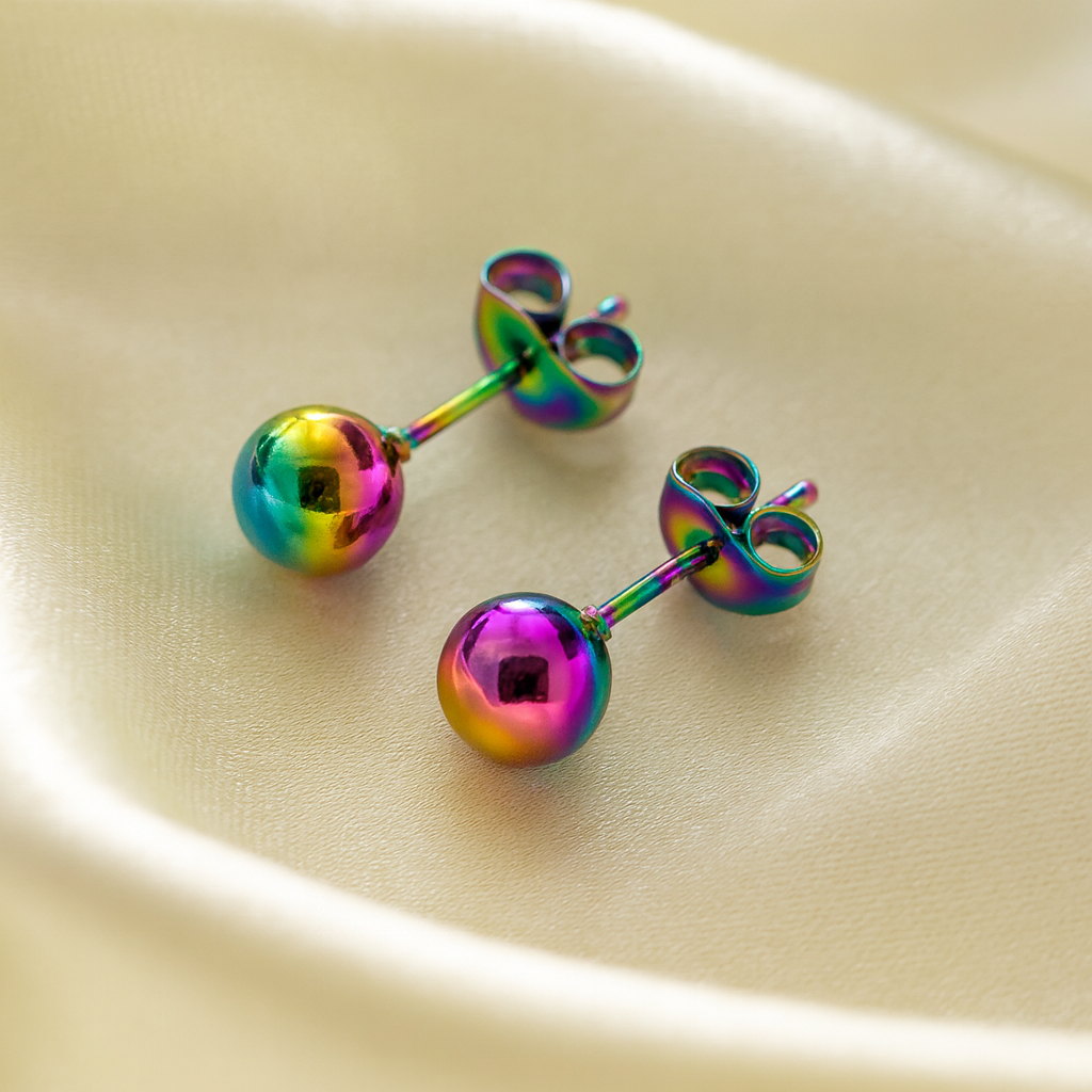 Aretes Acero Bolas 6MM Tornasol