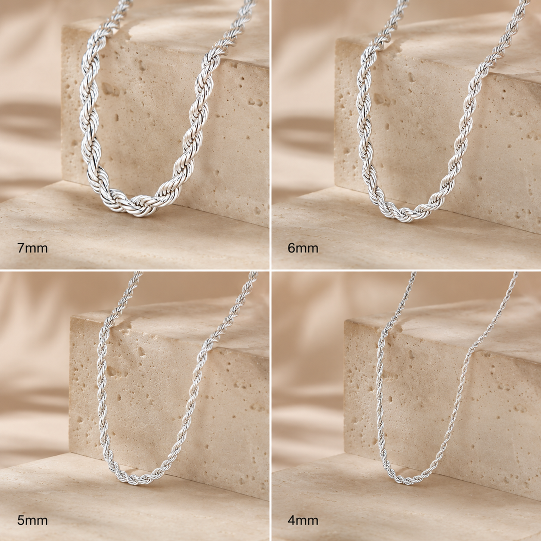 Cadena Acero 4MM Mecate 45CM Plateada Blanca