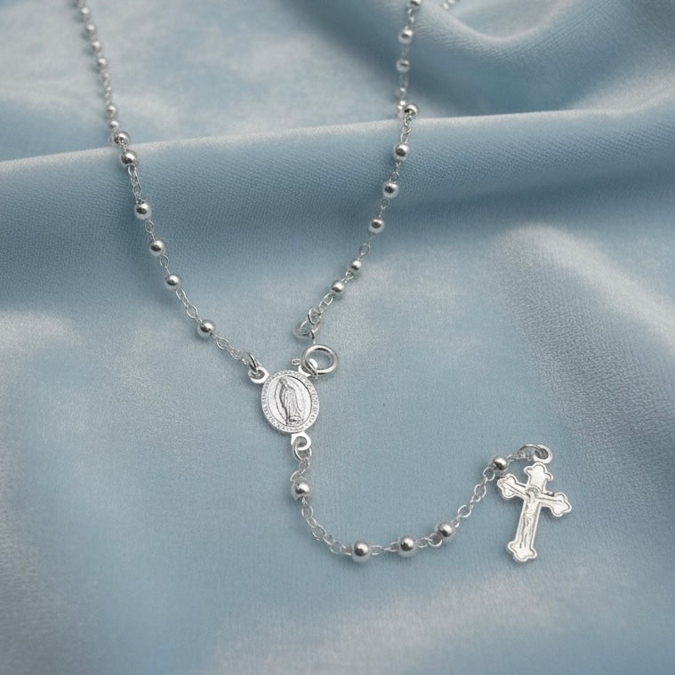 Rosario de Plata Virgen Guadalupe 3mm