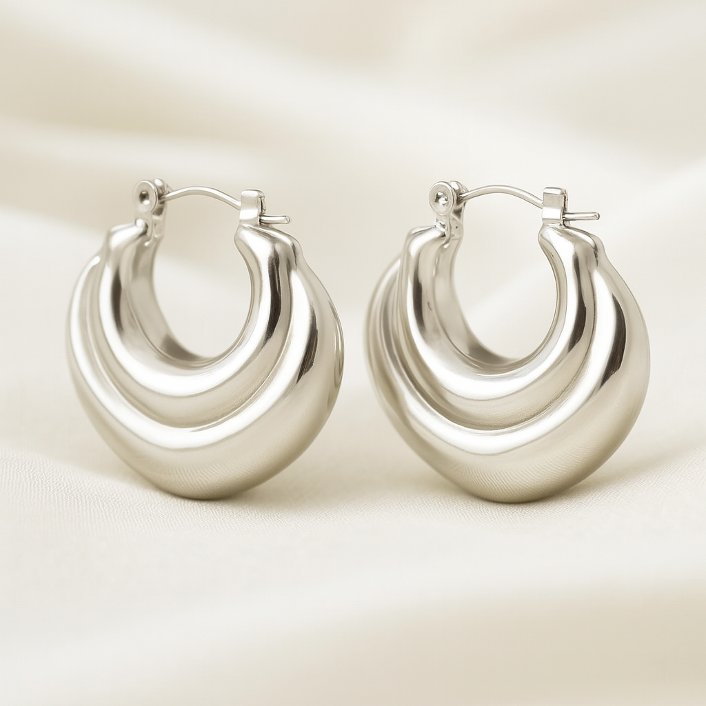 Argollas Acero Pía Diseño 25MM