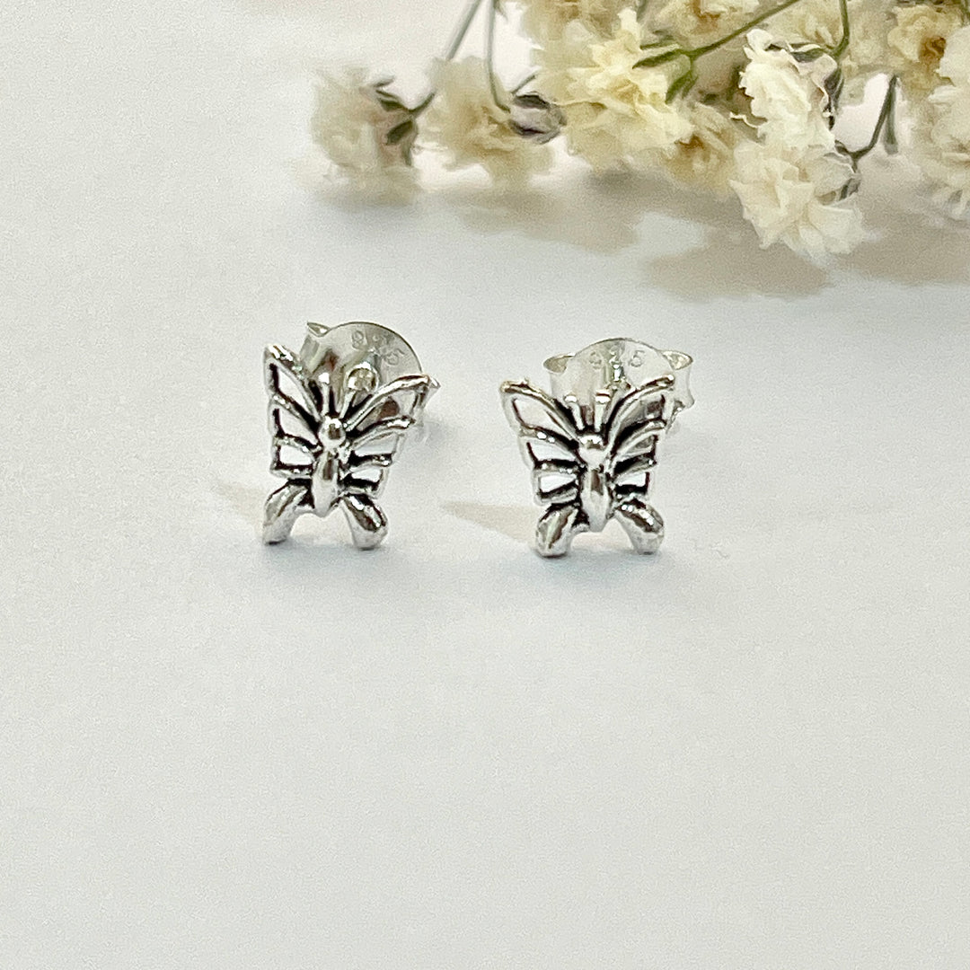 Aretes Mariposas Lisas Plata