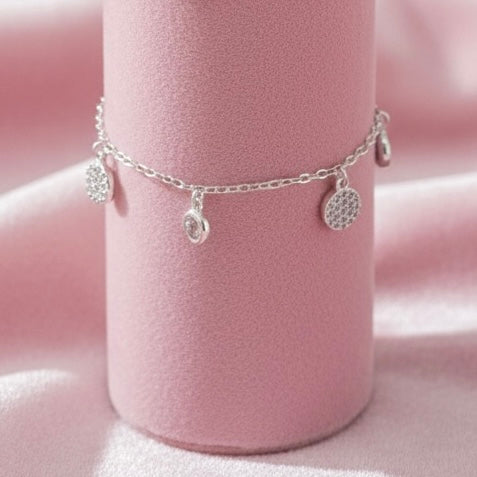 Tobillera Plata Botoncitos