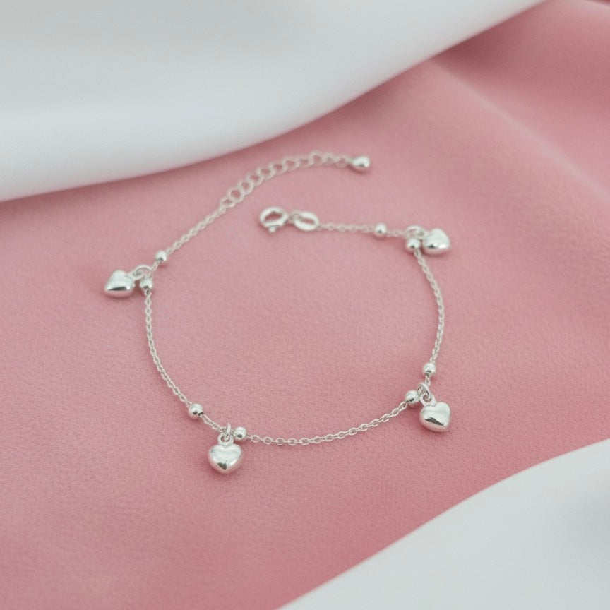 Pulsera Plata Corazones