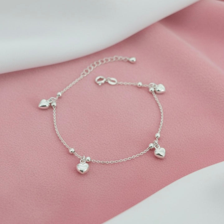Pulsera Plata Corazones