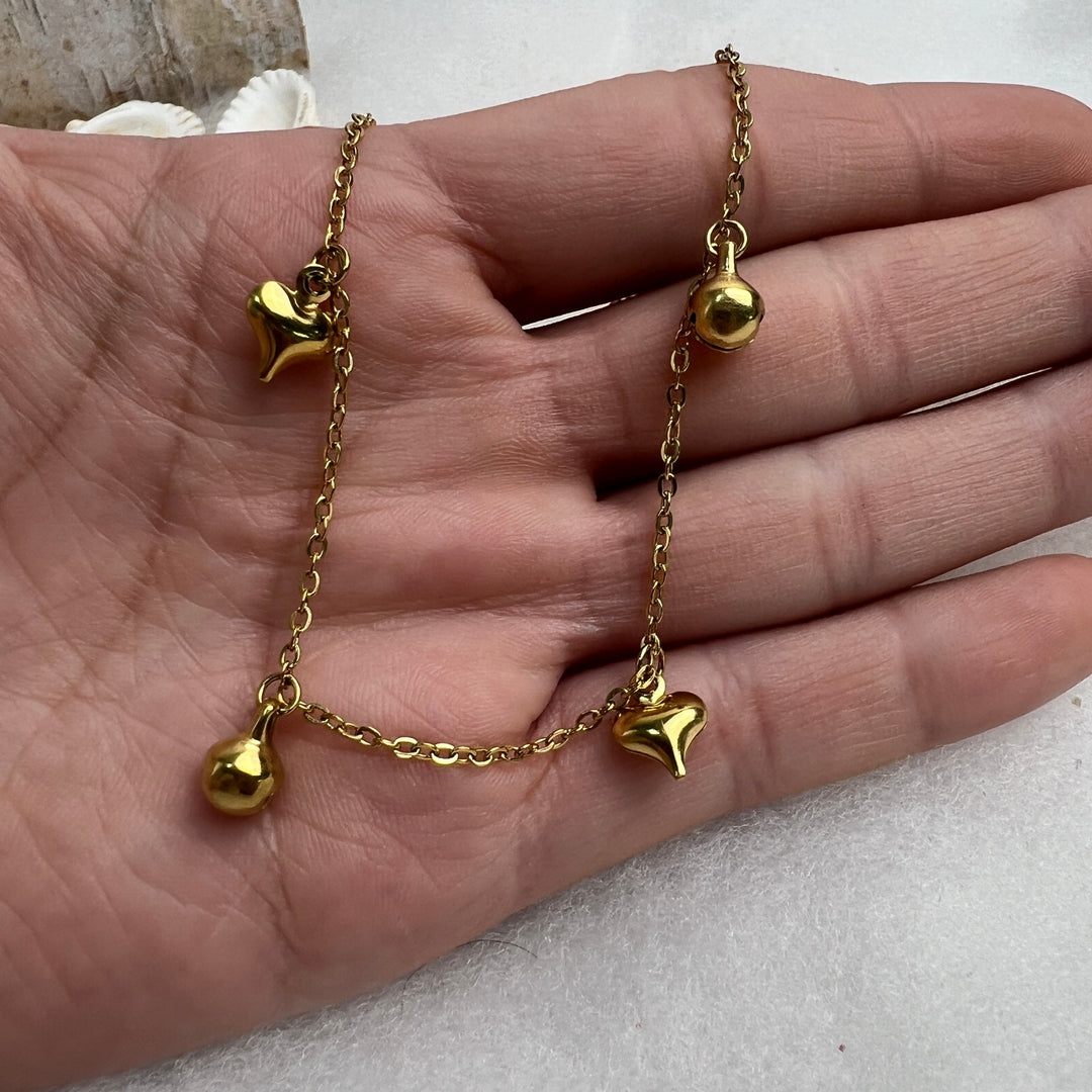 Tobillera Acero Corazón y Cascabel ♥️