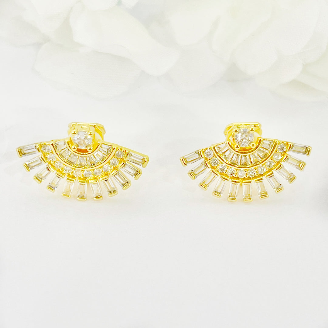 Aretes de Acero Prensa Dorada Abanico