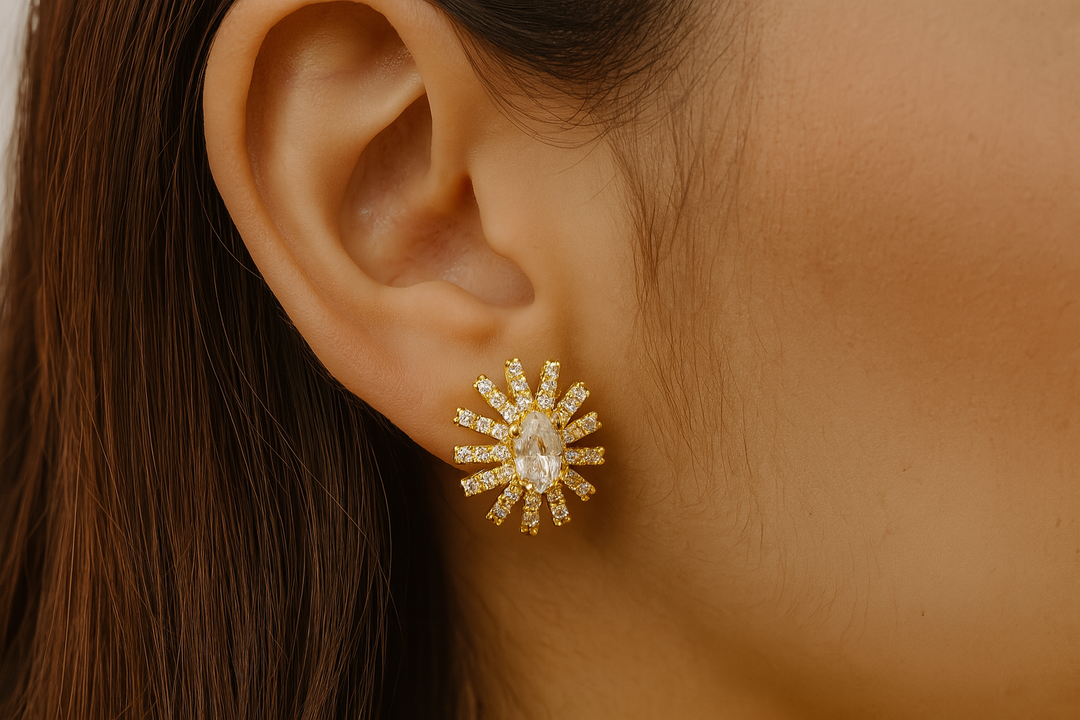 Aretes de Acero Prensa Dorada Saura