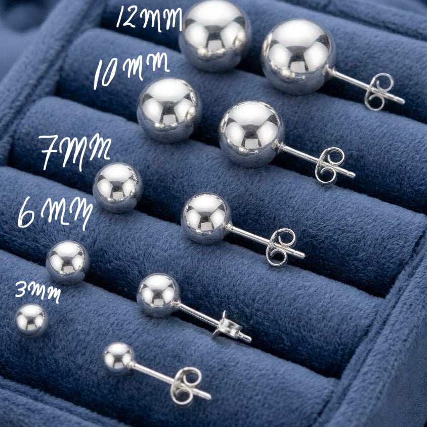 Aretes de Plata Bola 7MM