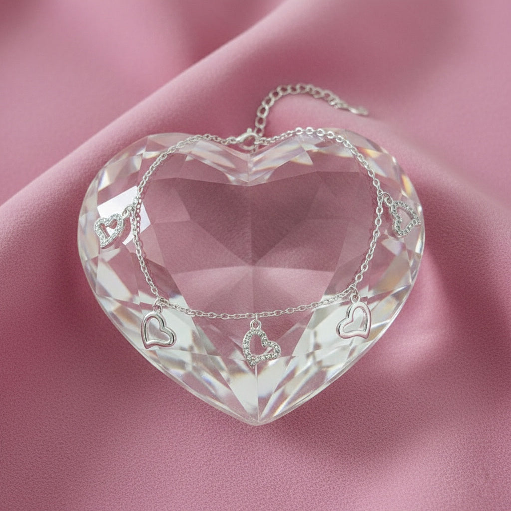 Pulsera Plata Corazones