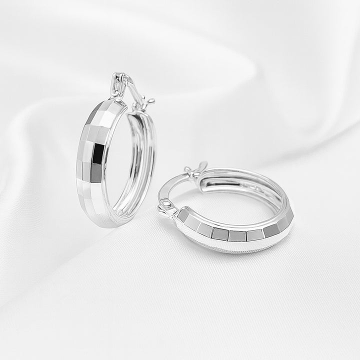 Argollas de Plata Media Caña - Facetada 13MM